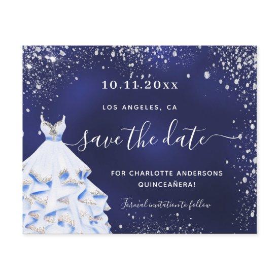 Budget Quinceanera navy blue dress save the date
