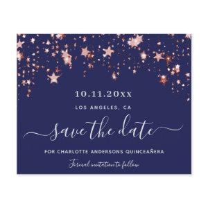 Budget Quinceanera navy blue rose Save the Date
