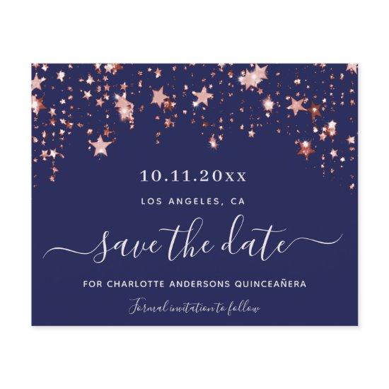 Budget Quinceanera navy blue rose Save the Date