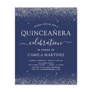 Budget Quinceanera Navy Blue Silver Glitter