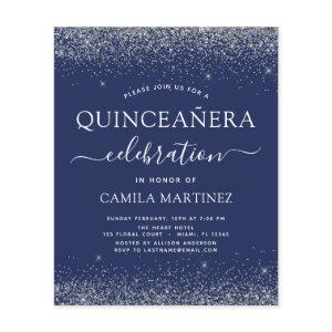 Budget Quinceanera Navy Blue Silver Glitter Flyer