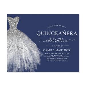 Budget Quinceanera Navy Blue Silver Glitter Flyer