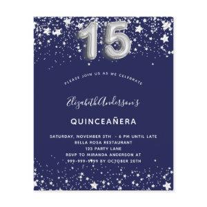 Budget Quinceanera navy blue silver