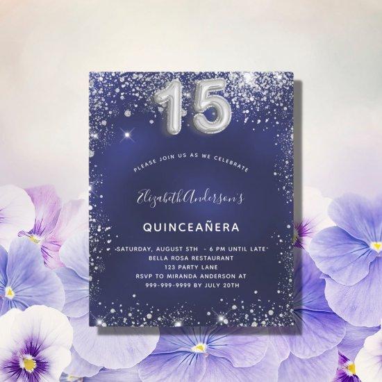Budget Quinceanera navy blue silver