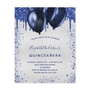 Budget Quinceanera navy blue silver