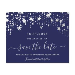 Budget Quinceanera navy blue white Save the Date