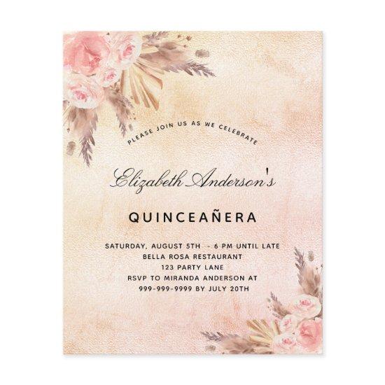 Budget Quinceanera pampas grass blush