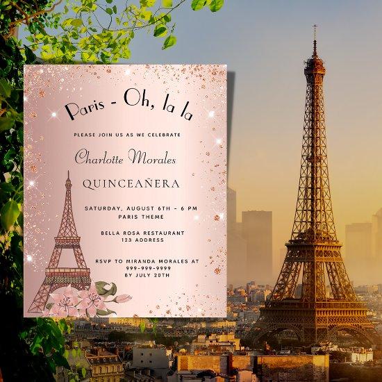 Budget Quinceanera Paris Eiffel rose