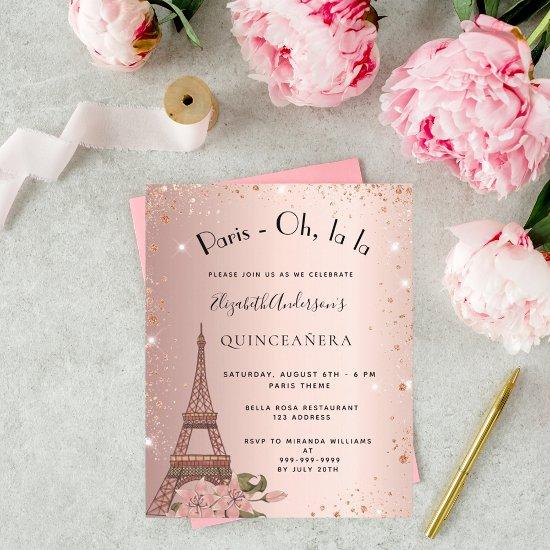 Budget Quinceanera Paris rose gold