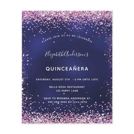 Budget Quinceanera party navy blue pink