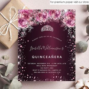 Budget Quinceanera pink burgundy floral