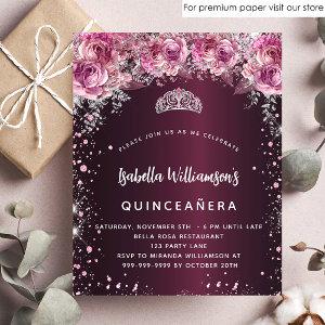 Budget Quinceanera pink burgundy floral  Flyer