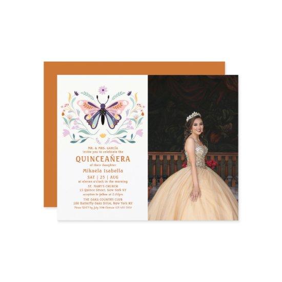 Budget Quinceañera Pink Butterfly Photo Floral