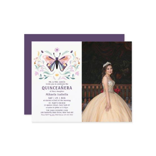 Budget Quinceañera Pink Butterfly Photo Floral