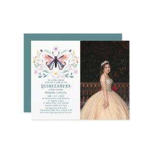 Budget Quinceañera Pink Butterfly Photo Floral