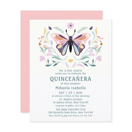 Budget Quinceañera Pink Purple Butterfly Floral