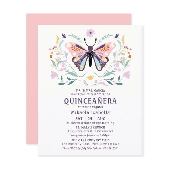 Budget Quinceañera Pink Purple Butterfly Floral