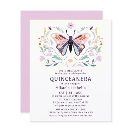 Budget Quinceañera Pink Purple Butterfly Floral