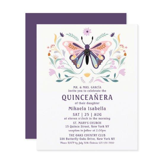 Budget Quinceañera Pink Purple Butterfly Floral