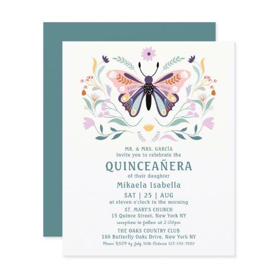 Budget Quinceañera Pink Purple Butterfly Floral