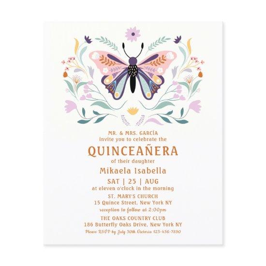 Budget Quinceañera Pink Purple Butterfly Floral Flyer