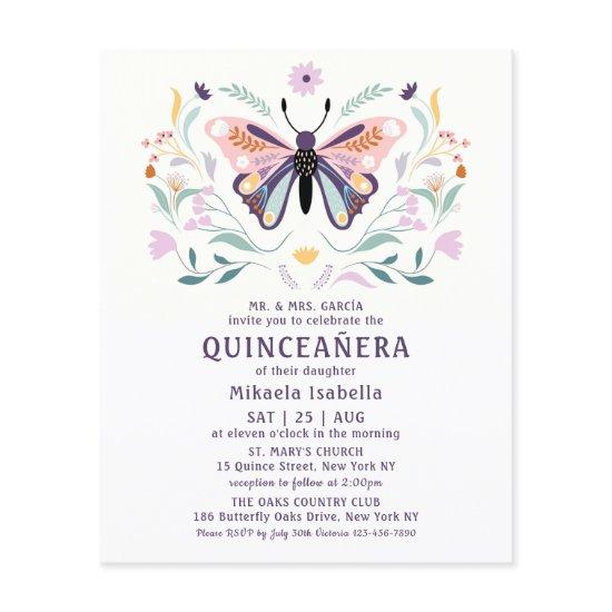 Budget Quinceañera Pink Purple Butterfly Floral Flyer