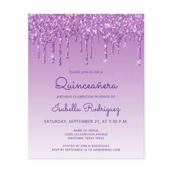 Budget Quinceañera Purple Glitter Drip