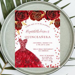 Budget Quinceanera red white dress