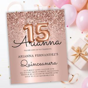 Budget Quinceañera Rose Gold 15th Birthday Invite
