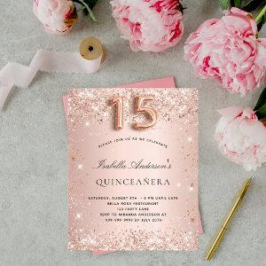 Budget Quinceanera rose gold blush glitter glam