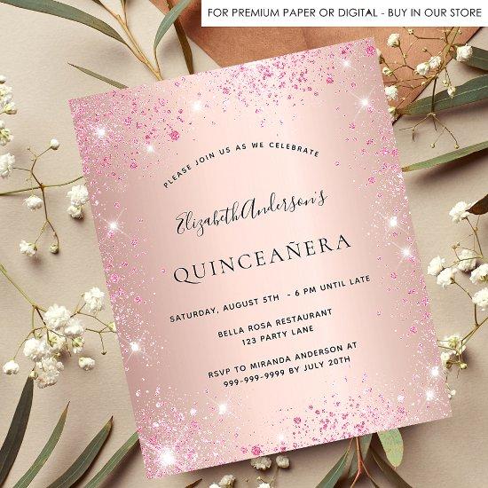 Budget Quinceanera rose gold pink
