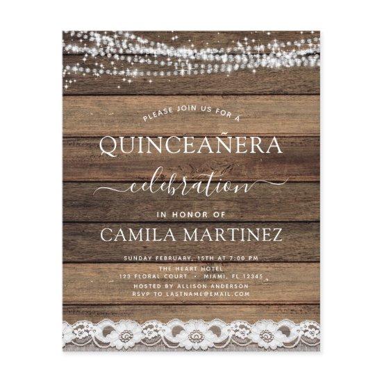 Budget Quinceanera Rustic Farmhouse Lace Flyer