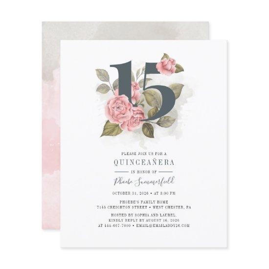 Budget Quinceanera Rustic Sage Green Pink Floral