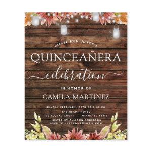 Budget Quinceanera Rustic Wood Autumn Sunflowers Flyer