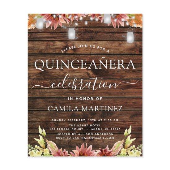 Budget Quinceanera Rustic Wood Autumn Sunflowers Flyer