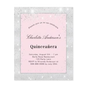Budget Quinceanera silver blush pink glitter dust