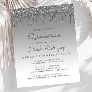 Budget Quinceañera Silver Glitter Drip