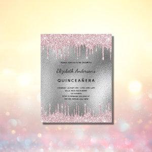 Budget Quinceanera silver glitter pink
