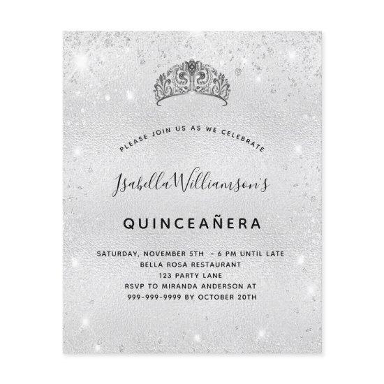 Budget Quinceanera silver glitter tiara