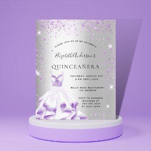 Budget Quinceanera silver purple dress glitter