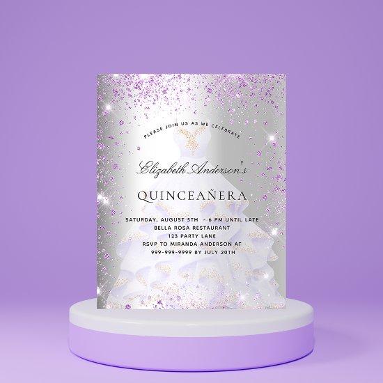 Budget Quinceanera silver purple dress