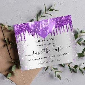Budget Quinceanera silver purple save the date