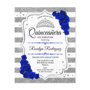 Budget Quinceanera Silver Royal Blue Invite Flyer