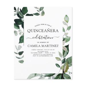 Budget Quinceanera Spring Botanical Greenery Flyer