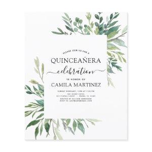 Budget Quinceanera Spring Botanical Greenery Flyer