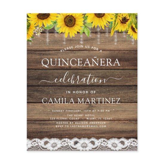 Budget Quinceanera Sunflower Rustic  Flyer
