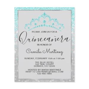 Budget Quinceanera Teal Blue Girly Glitter  Flyer