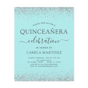 Budget Quinceanera Teal Blue Silver Glitter Flyer
