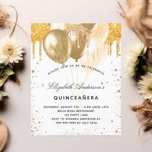 Budget Quinceanera white gold balloons