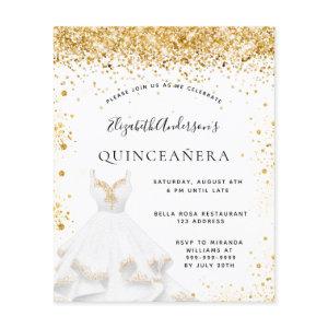 Budget Quinceanera white gold dress